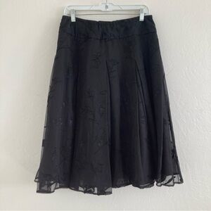 Hillard&Hansen Black Floral Knee Length Skirt Whimsigoth Witchy Dark Romantic 8